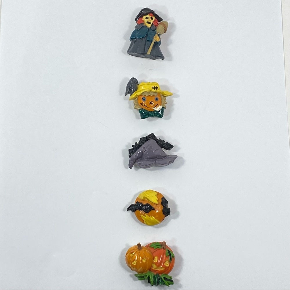 Vtg Set 5 Nony New York Button Covers Halloween Pumpkin Witch Bats Hat Orange